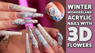 Encapsulated 3D Acrylic Flowers in Sculpted Nails [upl. by Onstad]