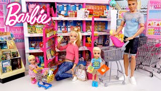 Barbie amp Ken Family Supermarket Shopping Video  Titi Toys Dolls [upl. by Nnasor]