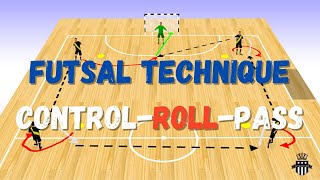 Futsal Technique Training Drill  Control  Roll  Pass [upl. by Enenej829]