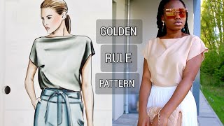 Golden Rule Pattern SIMPLE BLOUSE sew along  How to use Lutterloh pattern [upl. by Petigny238]