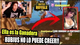 Reacción del Rubius al ver que DanyanCat gana la primer partida de Fornite YTBattleRoyale [upl. by Nakre]