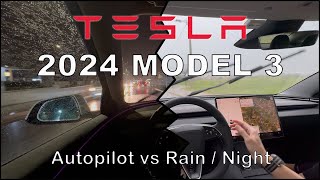 Tesla Model 3 2024 HOW TO Autopilot in the Rain and at Night [upl. by Inttirb]