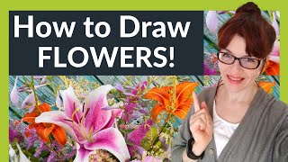 How To Draw Flowers For Beginners 12 EASY tips [upl. by Gadmann]