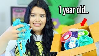 unboxing a 1 Year old Slime Package [upl. by Oalsecnew881]