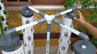 DIY  How to make Vertical Hydroponic System using 4 Towers Part 2  hydroponic farming at home [upl. by Eneluqcaj]