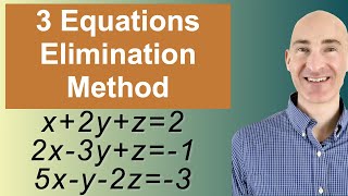 Solving Systems of 3 Equations Elimination [upl. by Qulllon]