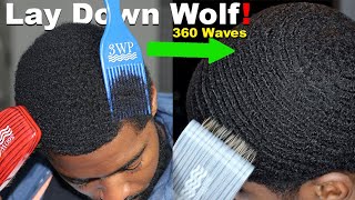 How to Lay Down your Wolf with Nappy Hair for 360 Waves [upl. by Velick]