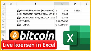 Live Aandelenkoersen en Crypto in Excel Stock Functie [upl. by Ahsital376]