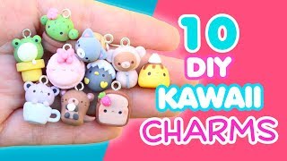 10 DIY KAWAII CHARMS  POLYMER CLAY TUTORIAL [upl. by Solange245]