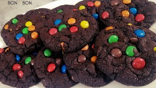 How To Make Double Chocolate MampM Cookies  Bon Bon [upl. by Delainey]