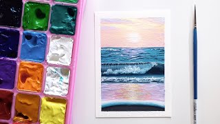 Seascape Painting using Himi Gouache  REAL TIME TUTORIAL [upl. by Roane]