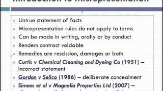 Misrepresentation Lecture 1 of 4 [upl. by Dupuis]