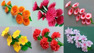 6 Easy Paper Flowers Most Views on Youtube Channel  DIY [upl. by Nodnal320]