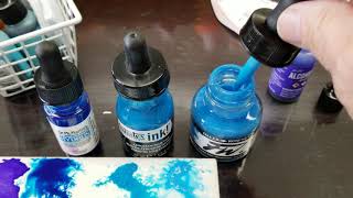 Ink comparison  Acrylics Daler Rowney Liquitex Alcohol Ranger Watercolor Dr Ph Martin [upl. by Ilke765]